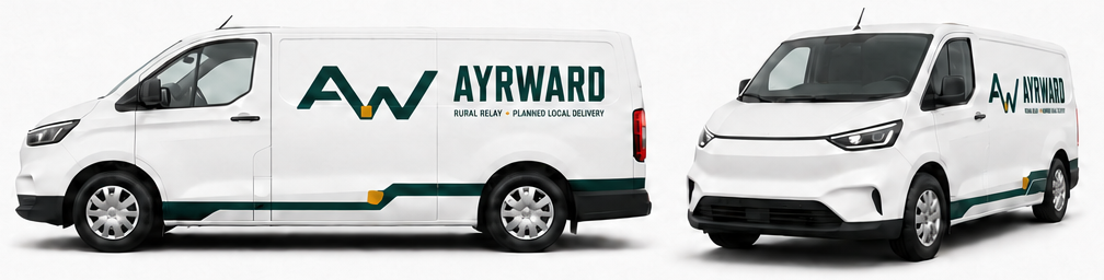 Two Ayrward-branded delivery vans